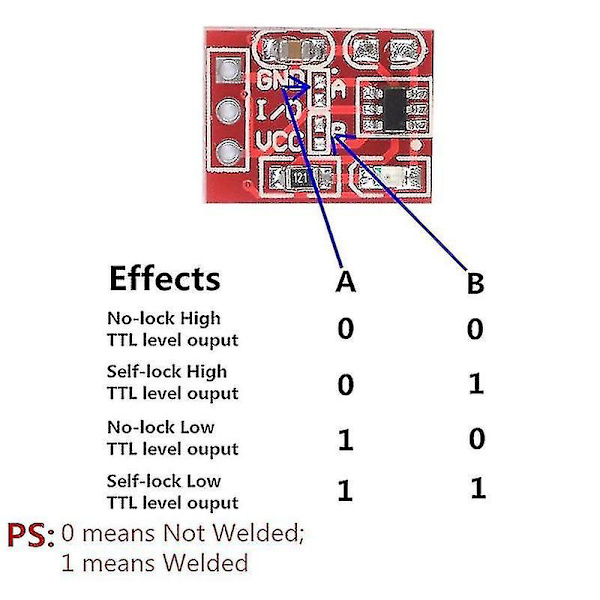 50st Ttp223 Touch Button Modulär Självlåsande Jog Kapacitiv Switch Enkanals transformation Red none