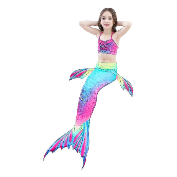 Barn Flickor Mermaid Tail Bikini Set Badkläder Baddräkt Simning Kostnad Inklusive Garland Pannband Färg 11 4-5 år