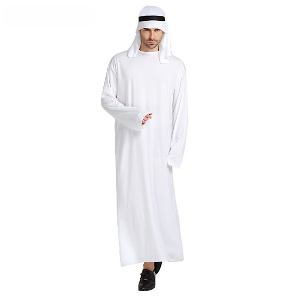 Halloween Carnival cosplay arabisk shejk prins utklädningsdräkt man ren vit Mellanöstern Dubai kläder Support customization M garment length 120cm
