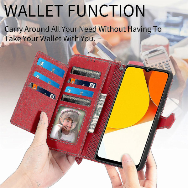 Case för Vivo Y35 Forest Series Dragkedja Magnetic Flip Cover Kompatibel med Vivo Y35 Case Red