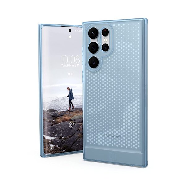 [U] av UAG Designad för Samsung Galaxy S22 Ultra Case Clear Ice Lucent Slim Fit Lätt Snygg Transparent Slagtålig skyddande cerulean galaxys22ultra[6.8-inch]