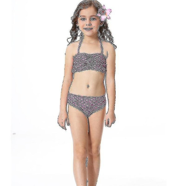 Barn Flickor Mermaid Tail Bikini Set Badkläder Baddräkt Simdräkt Hög kvalitet Purple 110