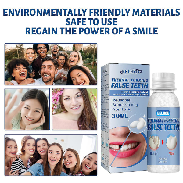 Formbart tandlim, film- och tv-smink, protesmodifiering, temporärt fyllande tandlim, falskt fyllningshål, trasig tand och g