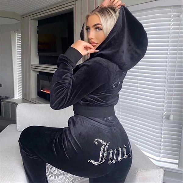 Dam sammet Juicy Träningsoverall Couture Träningsoverall Tvådelat Set Couture Träningsoveraller A Rose Red S