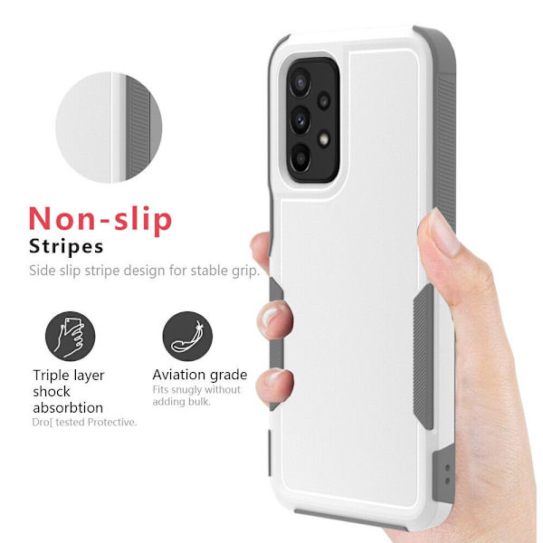 Xhy Samsung Galaxy A23 5G Case Militärklass Dubbellager Drop Resistable Hållbar för Galaxy A23 5G-telefon - Ljusgrön whitegrey