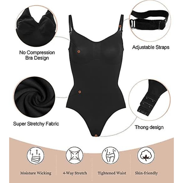 Ultra Comfy Body Shaper,,kvinnor Skulptera Body Tummy Control Shapewear Seamless Body Shaper String Stroppa Justerbara remmar , Botao S