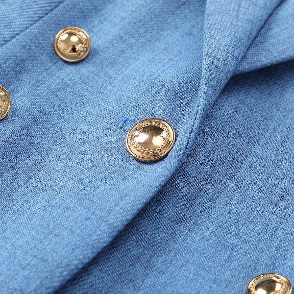 Yynuda dam 2-delad kontorskläder metallspänne Slim Fit affärsdräkt (kavaj + byxor) Blue M