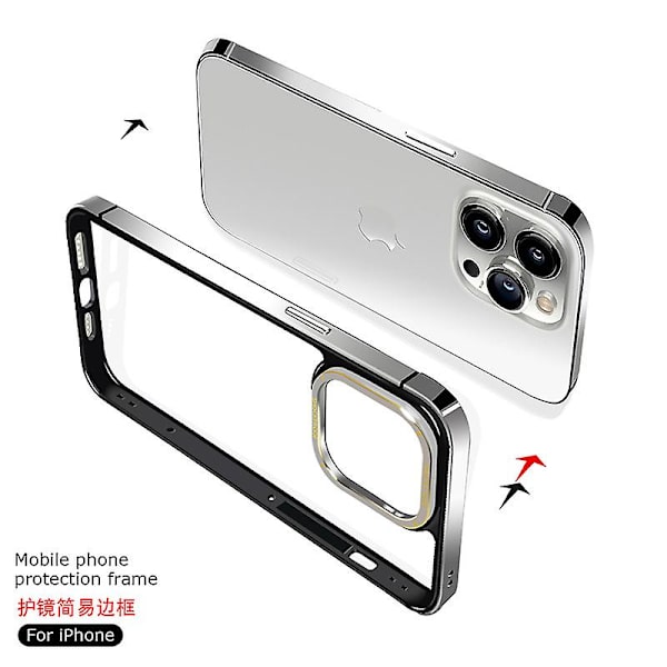 Metallram Slim Fit Ingen ryggdesign Utmärkt värmeavledning för Iphone 15 Pro Max/ Iphone 15 Pro Anti-fall Kantskydd Gray iPhone 15 Pro Max
