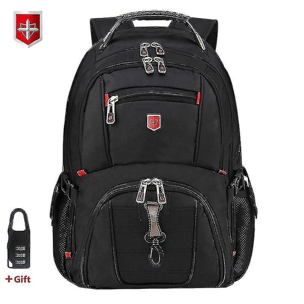Vattentät schweizisk ryggsäck för män 15,6/17 tum Laptopryggsäckar Skolreseväskor Stor kapacitet Busi 17 inch