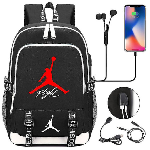 Nba A Ir Jor Dan No. 23 Ryggsäck Tonåring Pojkar Gymnasieelev Trend Stor kapacitet Skolväska Sport Basket Ryggsäck-i Black none
