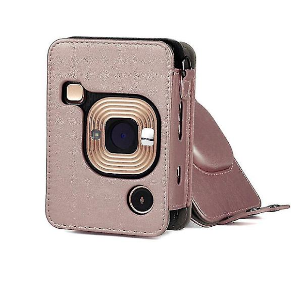 Case kompatibel med Instax Mini Liplay Hybrid Instant Camera, mjuk Pu-läderväska med avtagbar/justerbar axelrem (rosa) null none