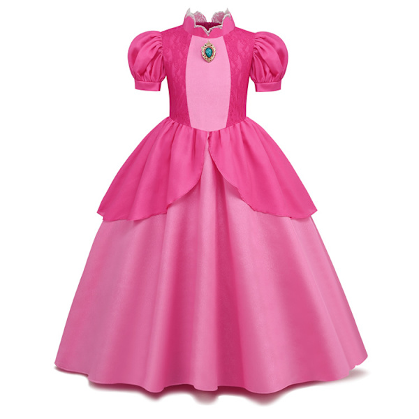2023 gränsöverskridande flickklänning spets sömnad puffärm Amazon barnklänning cosplay Princess Biji klänning 23028# Rose Red 100cm