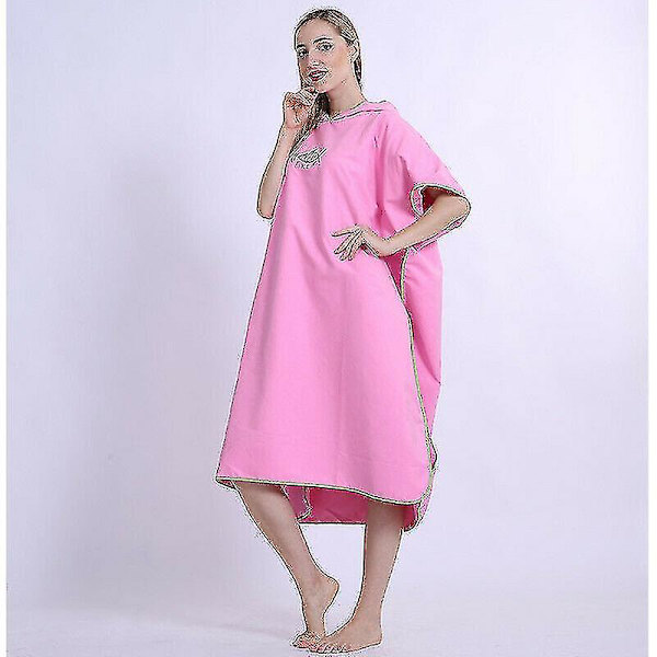 Unisex strandhandduksbad Vuxenhuva Snabbtorkande ponchobadrock Pink