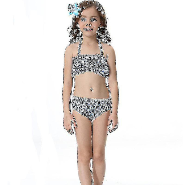 Barn Flickor Mermaid Tail Bikini Set Badkläder Baddräkt Simdräkt Hög kvalitet A Dark Blue 110