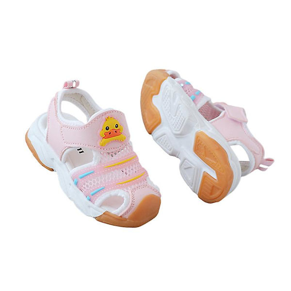 Flickor Platt Promenad Sandaler Lättvikt Utomhus Småbarnsskor Magiska Tejp Flats Pink EU 24