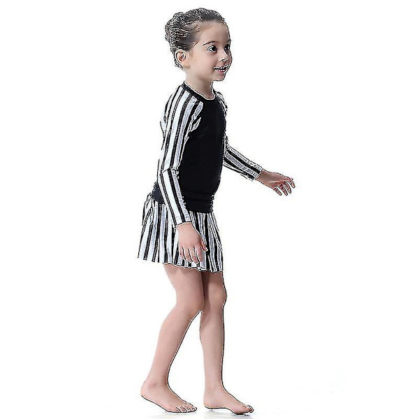 Barn Flickor Badkläder Klänning Mu Islamiska Beachwear Burkini Baddräkt Simset_y Black 3-4 Years