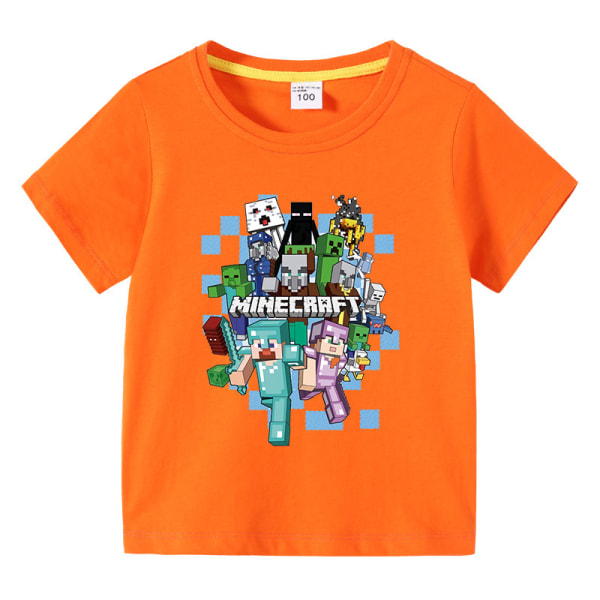 Minecraft Barn Sommar T-shirt orange 110cm