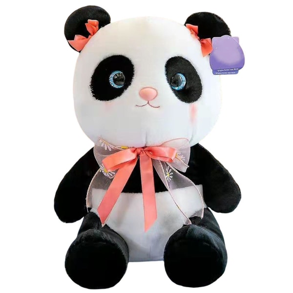 Panda form plysch docka väska docka prydnader Lätt bärbar docka för att blidka Red Bow Tie Panda
