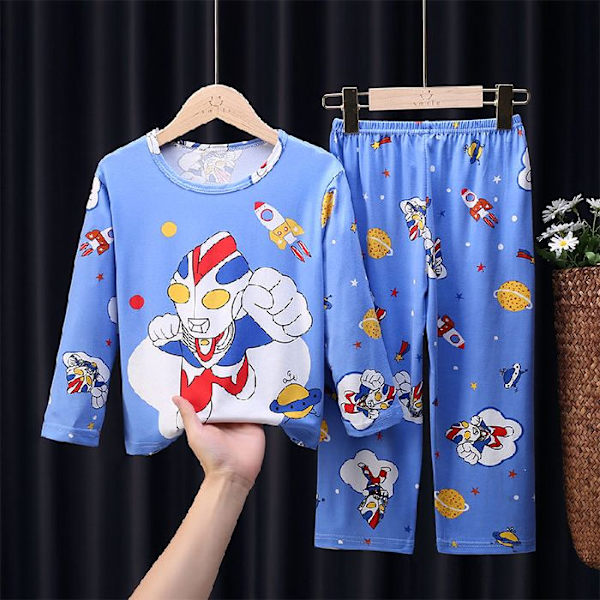 Pyjamas för män och flickor långärmad tecknad hemkläder F1 Ultraman 8 yards