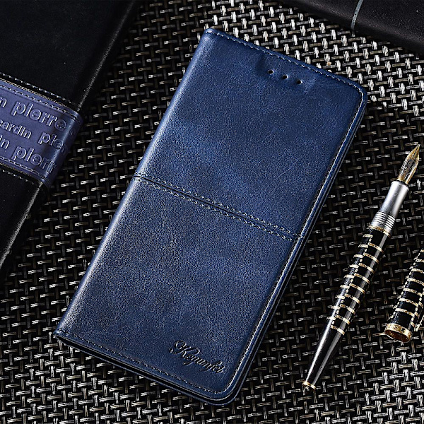 För Xiaomi Redmi Note 12 4g Korthållare Cover Kohud Texture Pu Läderställ Phone case Shell Blue