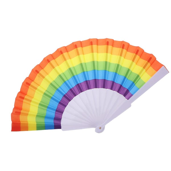 2st 23cm Rainbow Folding Fan Rainbow Fan Folding Fan Handhållen fläkt för fest