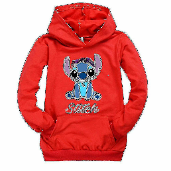 Barn Lilo And Stitch Hoodies Långärmad Sweatshirt Red 11-12Years