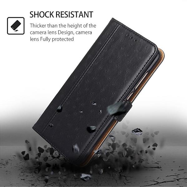Flip Case För Xiaomi Redmi Note 12 4g Struts Texture Magnetisk Stängning Plånboksställ Cover Black