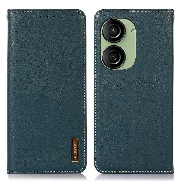 Rfid-blockerande phone case för Asus Zenfone 10 5g/zenfone 9 5g, Cover i äkta koläder Green
