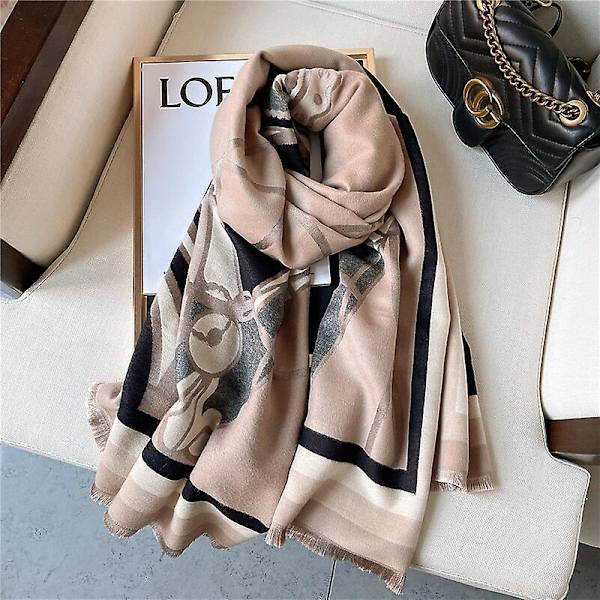 Märke 2022 Dam Vinter Varm Cashmere Pashmina Scarf Lyx Printe Tjock Stor Sjal Wrap Bufanda Filt Designer Foulard WYT31 8