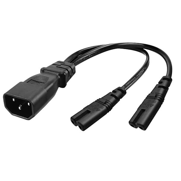 32 cm Iec320 C14 till Iec320 C7+iec320 C7 AC-power förlängningskabel Adaptersladd null none