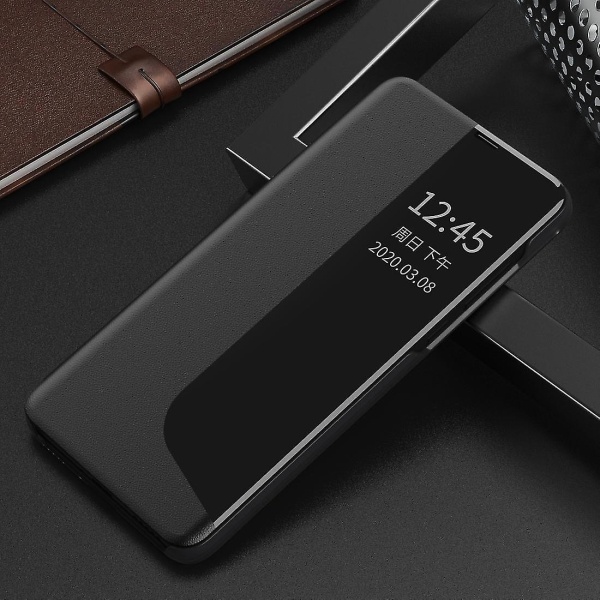 För Huawei P30 Side Display Flip Case Black