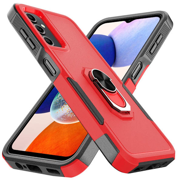 Elegant Choise phone case med ringställ för Samsung Galaxy A14 5G Shockproof Armor Cover, svart red