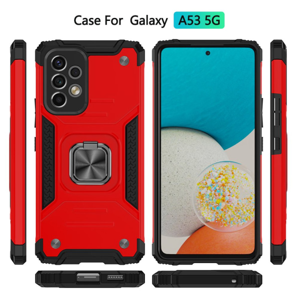 NIFFPD Galaxy A53 Case, Samsung A53 Case Ring Kickstand Hård PC Mjuk TPU cover till Samsung Galaxy A53 5G Röd red