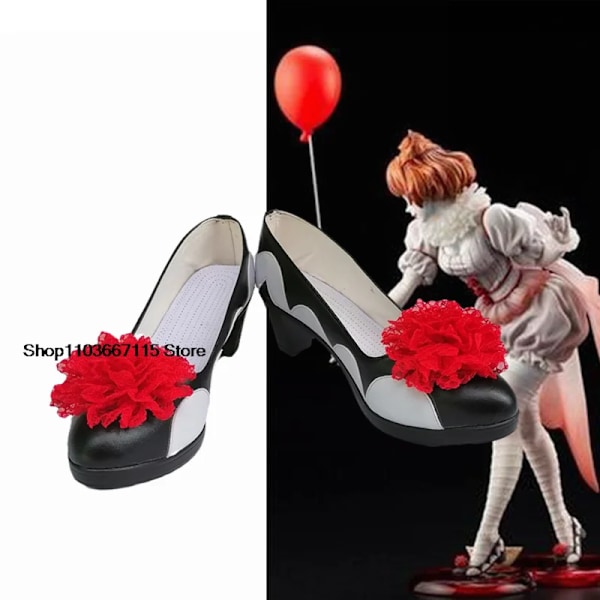 Film Clown Pennywise Cosplay Kostym Halloween Flickor Outfit Skräck Lolita Klä Upp Kvinnor Fantasy Klänning Karneval Fest Komplett Set shoes 44 Shoes