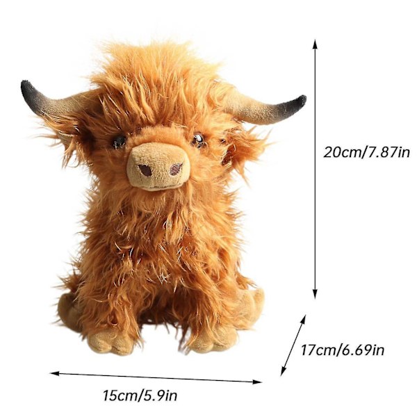 Highland Cow Plysch Doll Gosedjur mjuka leksaker Scottish Cow Doll 25cm-26-1 null none