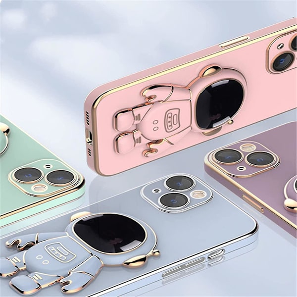 Astronaut Hidden Stand Case Kompatibel Samsung Galaxy S22/s22+/s22ultra Nytt elektropläterat Case Pink S22