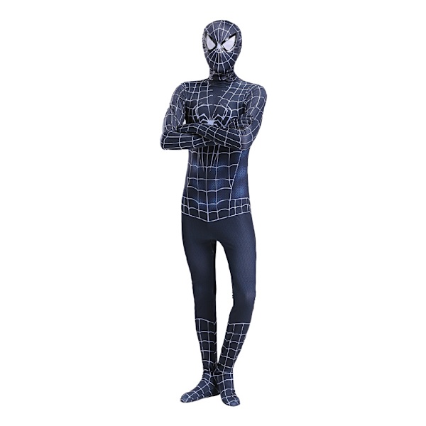 Halloween cos kostym barn jumpsuit huvudbonad kläder miles vuxen man gwine Spider tight man kläder New black mesh 100
