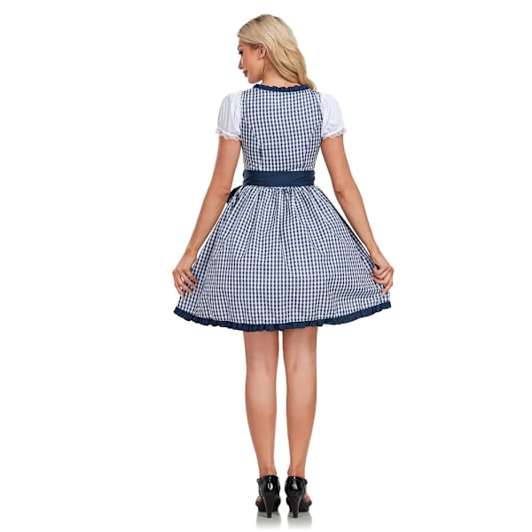 Traditionell Oktoberfest Kvinnors Förkläde Floret Dirndl Klänning Tysk Öl Wench Klänning Bayersk Traditionell Oktoberfest Dräkt L Blue 2061