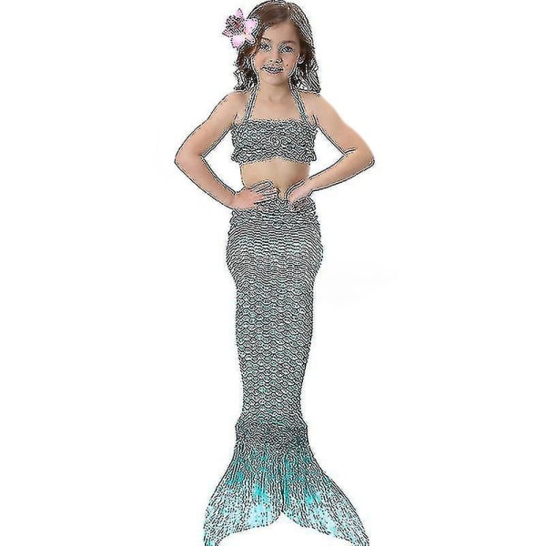 Barn Flickor Mermaid Tail Bikini Set Badkläder Baddräkt Simdräkt Hög kvalitet Dark Green 150