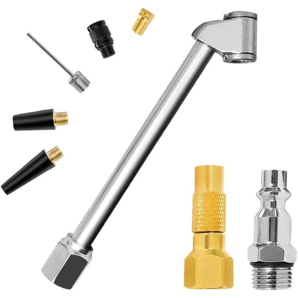 V2ine 8 tums uppblåsbar förlängningsgummislang, lås på luftchuck+gummislang+1/4&#34; Quick Plug, Closed Flow Tire Inflator Chuck med klämma för 1Set inflate kit