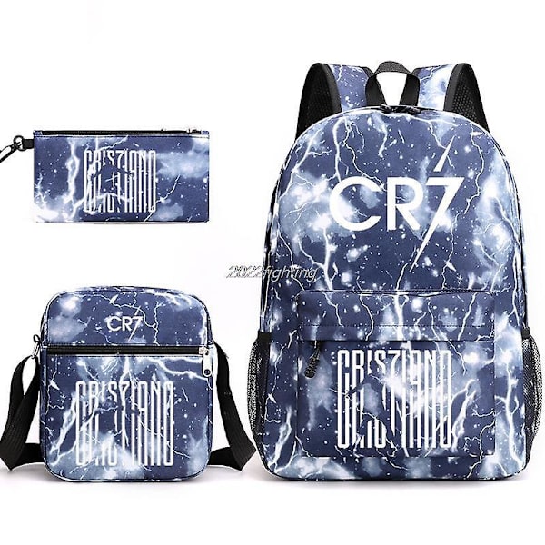 Fashion Cr7 3st Sets Ryggsäck Mochila Nya Studenter Kapacitet Skolväskor Bokväska Resväska (ryggsäck Axelväska Pen Bag) Lotus Color none
