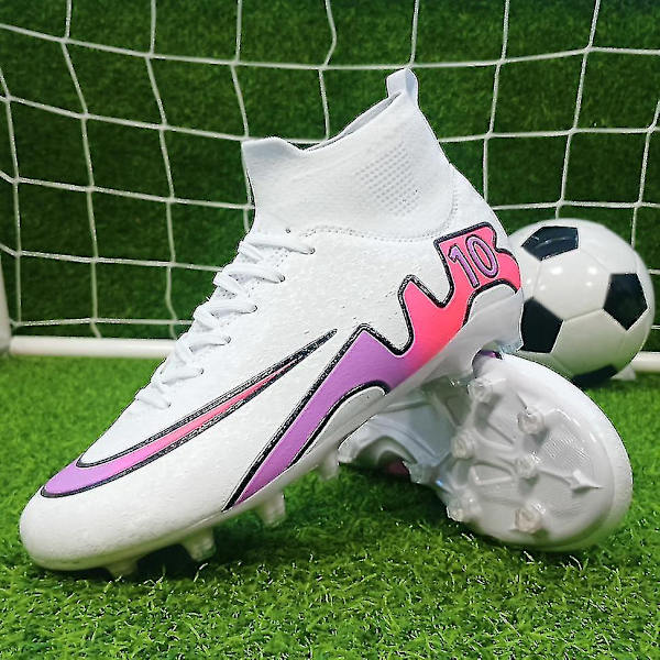 Fotbollsskor för män Skor Pojkar Atletisk Utomhus Inomhus Fast Fotbollsskor Bekväma fotbollsskor 499 White Pink 41
