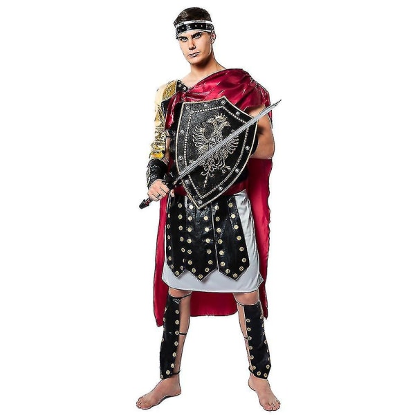 Gladiatordräkt för män Halloween romersk rustning grekisk krigare spartansk finklänning Cosplay festoutfit M