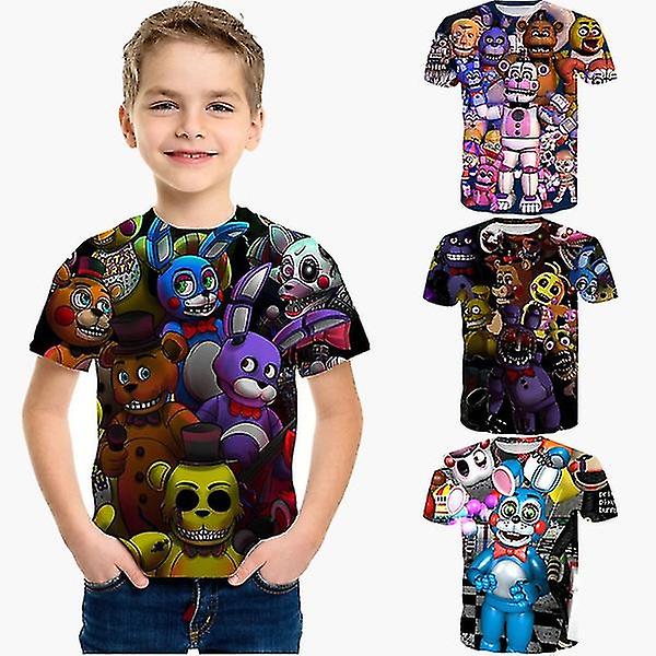 Ny design T-shirt med 3d print för barn Five Nights At Freddy's 3d T-shirt Pojkar Flickor Kortärmade T-shirts 100-160 Cm Red 150 cm