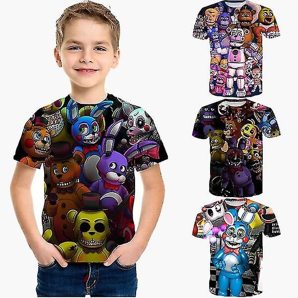 Ny design T-shirt med 3d print för barn Five Nights At Freddy's 3d T-shirt Pojkar Flickor Kortärmade T-shirts 100-160 Cm Red 160 cm