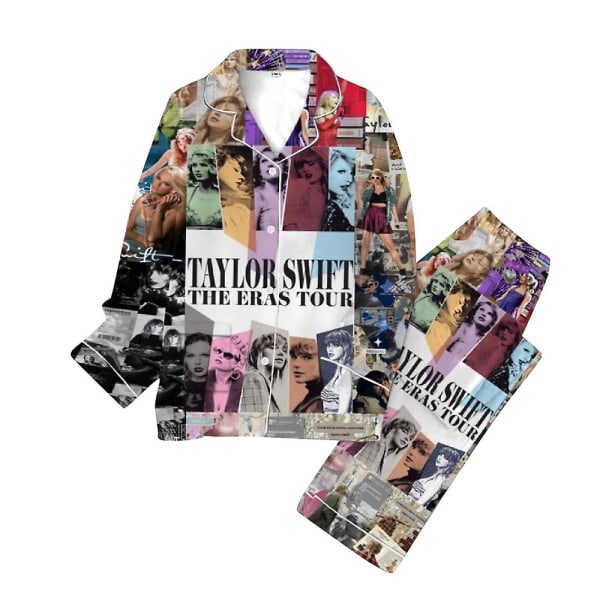 2023 Taylor Swift Kvinnor Pyjamas Set Rolig Pyjamas Lång sömnknapp Skjorta Top och Byxor Nattkläder Loungwear Pjs Fans Xmas Gåvor