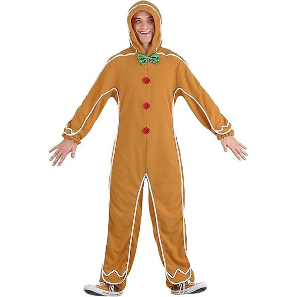 Unisex barn Gingerbread Jumpsuit Jul Carnival Cosplay Vuxen Gingerbread Man Onesie kostym Bästa valet Adult Size S