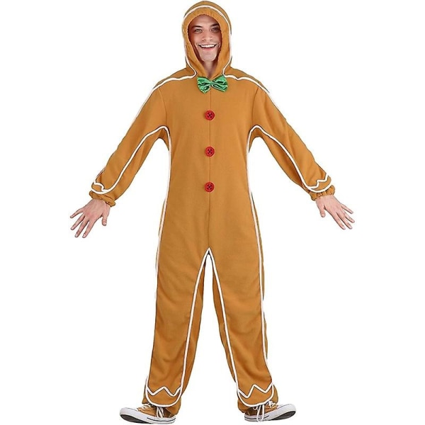 Unisex barn Gingerbread Jumpsuit Jul Carnival Cosplay Vuxen Gingerbread Man Onesie kostym Bästa valet Adult Size XL