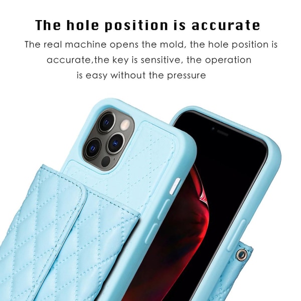 Bf23-stil för Iphone 12/12 Pro -kortplatser Cover Pu-läderbelagd Tpu Kickstand- case Blue