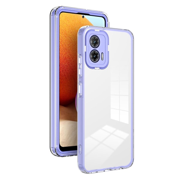 För Motorola Moto G73 5g Tpu Bakplatta + PC-ram + PC-kameraring Case 3-i-1 Transparent anti- cover Purple